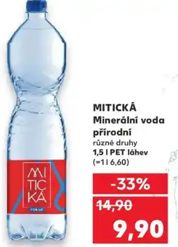 Kaufland MITICKÁ Minerální voda přírodní nabídka