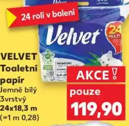 Kaufland VELVET Toaletní papír Jemně bílý nabídka