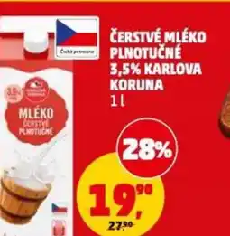 Penny Market Čerstvé mléko plnotučné 3,5% karlova koruna nabídka