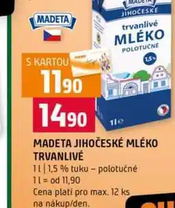Terno MADETA JIHOČESKÉ MLÉKO TRVANLIVÉ 1,5 % tuku polotučné nabídka