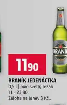 Terno BRANÍK JEDENÁCTKA 0,5l pivo světlý ležák nabídka