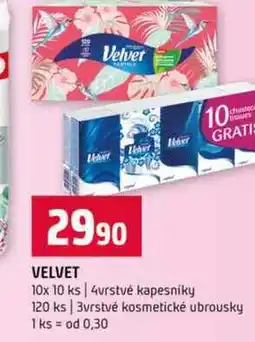 Terno VELVET 10x 10 ks 4vrstvé kapesníky 120 ks 3vrstvé kosmetické ubrousky nabídka