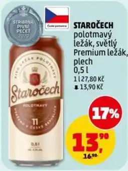 Penny Market Staročech polotmavý ležák, světlý premium ležák, plech nabídka