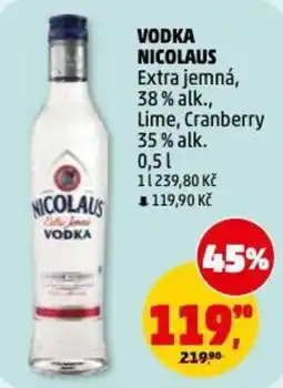 Penny Market Vodka nicolaus Extra jemná, 38% alk., Lime, Cranberry 35% alk. nabídka