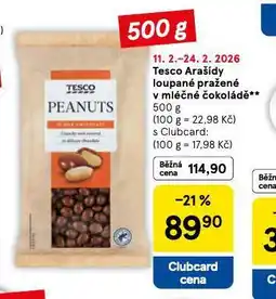 Tesco Tesco arašídy loupané pražené v mléčné čokoládě nabídka
