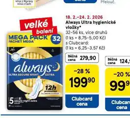 Tesco Always ultra vložky nabídka