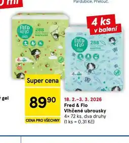 Tesco Fred & flo dětské vlhčené ubrousky nabídka