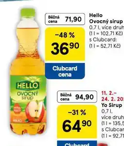 Tesco Hello ovocný sirup nabídka