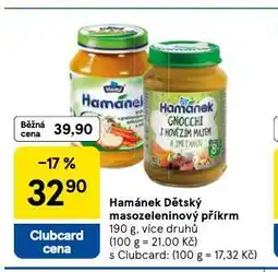 Tesco Hamánek dětský masozeleninový příkrm nabídka