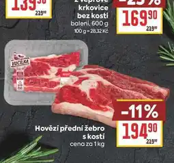 Billa Hovězí přední žebro s kostí cena za nabídka