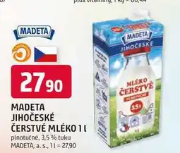 Trefa MADETA JIHOČESKÉ ČERSTVÉ MLÉKO 1l plnotučné, 3,5% tuku nabídka