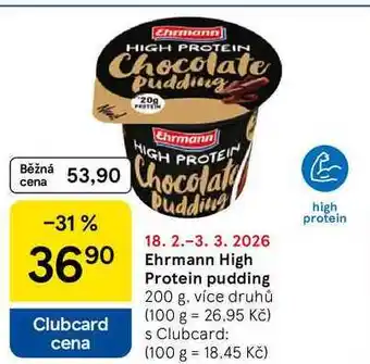 Tesco Ehrmann High Protein pudding nabídka