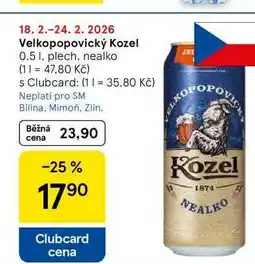 Tesco Velkopopovický Kozel plech nealko nabídka
