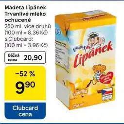 Tesco Madeta Lipánek Trvanlivé mléko ochucené nabídka