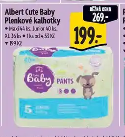 Albert Albert Cute Baby Plenkové kalhotky Maxi 44 ks, Junior 40 ks, XL 36 ks nabídka