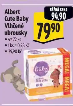 Albert Albert Cute Baby Vlhčené ubrousky 4x 72 ks nabídka