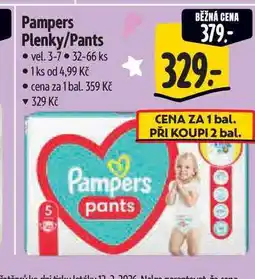 Albert Pampers Plenky/Pants vel. 3-7 32-66 ks nabídka