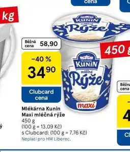 Tesco Mlékárna Kunín Maxi mléčná rýže nabídka