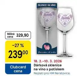 Tesco Dárková sklenice na víno s potiskem, 1 ks nabídka