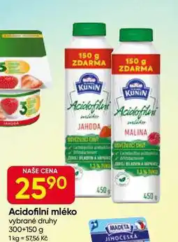 Hruška Kunín Acidofilní mléko vybrané druhy 300+150 g nabídka