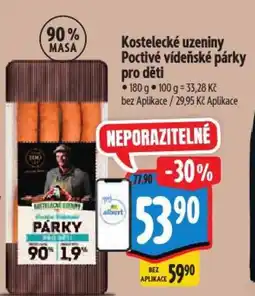 Albert Kostelecké uzeniny Poctivé vídeňské párky pro děti nabídka