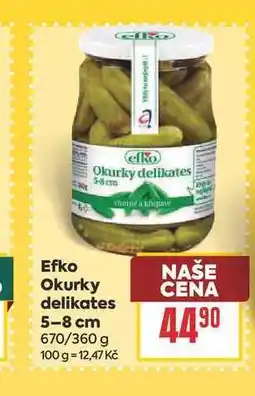 Billa Efko Okurky delikates 5-8 cm 670/360 g nabídka