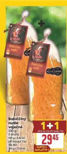 Billa Babiččiny nudle vaječné 330 g 2 druhy nabídka
