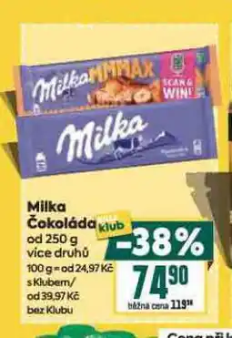 Billa Milka čokoláda nabídka
