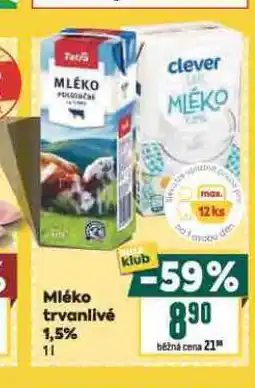 Billa Trvanlivé mléko 1,5% nabídka