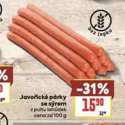 Billa Javořické párky se sýrem nabídka