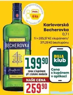 Billa Karlovarská Becherovka 0,7 l nabídka