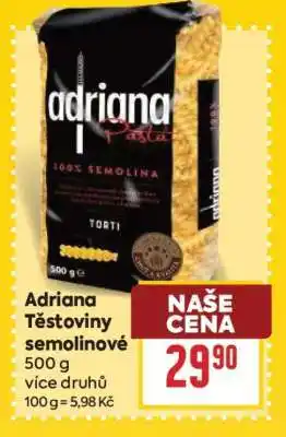 Billa Adriana Těstoviny semolinové nabídka