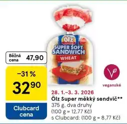 Tesco Ölz Super měkký sendvič nabídka