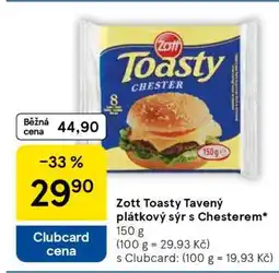 Tesco Zott Toasty Tavený plátkový sýr s Chesterem nabídka