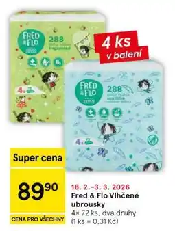 Tesco Fred Flo Vlhčené ubrousky nabídka