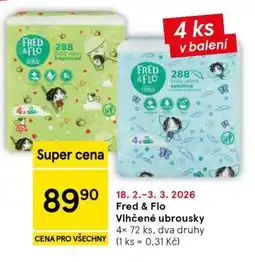 Tesco Fred Flo Vlhčené ubrousky nabídka