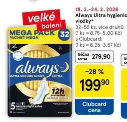 Tesco Always Ultra hygienické vložky nabídka