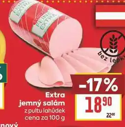 Billa Extra jemný salám z pultu lahůdek cena za nabídka