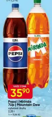 Hruška Pepsi Mirinda 7UP, Mountain Dew nabídka