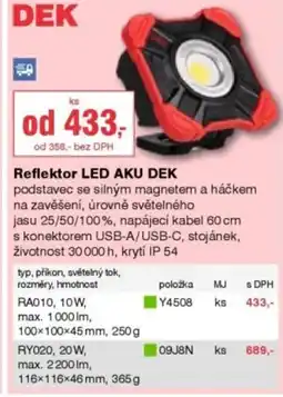 DEK Reflektor LED AKU DEK nabídka
