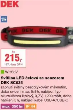 DEK Svítilna LED čelová se senzorem DEK SC035 nabídka