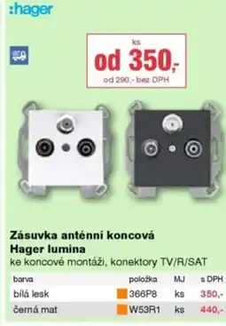 DEK Zásuvka anténní koncová Hager lumina nabídka