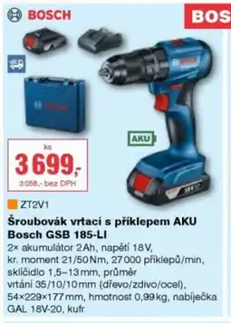 DEK Šroubovák vrtací s příklepem AKU Bosch GSB 185-LI nabídka