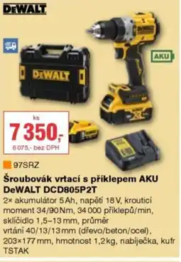 DEK Šroubovák vrtací s příklepem AKU DeWALT DCD805P2T nabídka