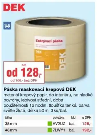 DEK Páska maskovací krepová DEK nabídka