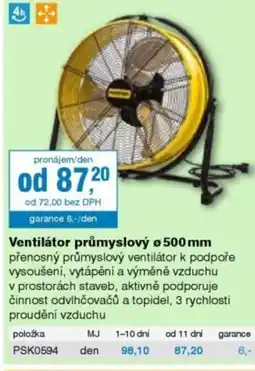 DEK Ventilátor průmyslový o 500 mm nabídka