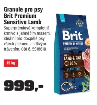 Granule pro psy Brit Premium Sensitive Lamb