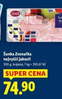 Lidl Šunka Zvonařka nejvyšší jakosti nabídka