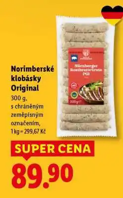 Lidl NORIMBERSKÉ KLOBÁSKY ORIGINAL nabídka