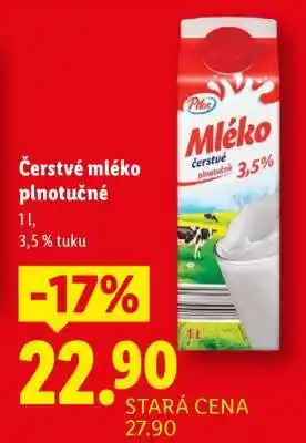 Lidl ČERSTVÉ MLÉKO PLNOTUČNÉ nabídka